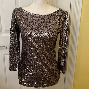Jcrew, extra, small, black and silver sequence long sleeve top